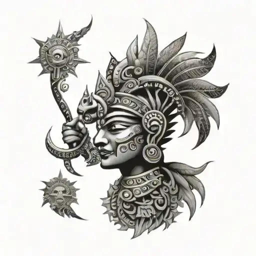 Mayan Sun God Surrounded