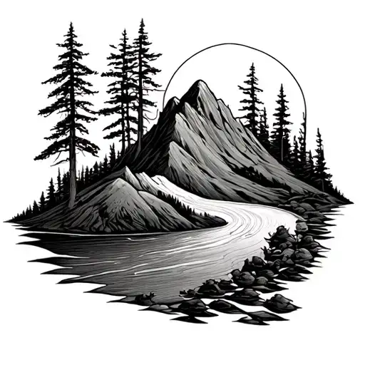 Fine Line Outline Tatttoo Of The Hills In Ashhurst New Zealand