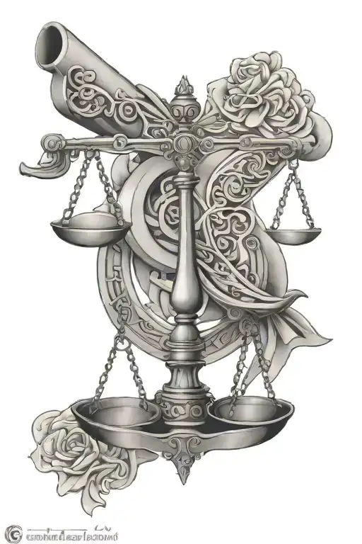 Libra Scale And Gun Intertwined