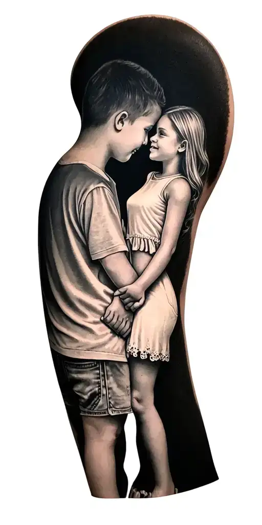 Family Oriented Sleeve Featuring Son And Daughter Sillouhette Holding Hands