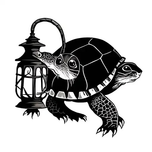 Samoan Turtle And Samoan Mouse Holding A Lantern