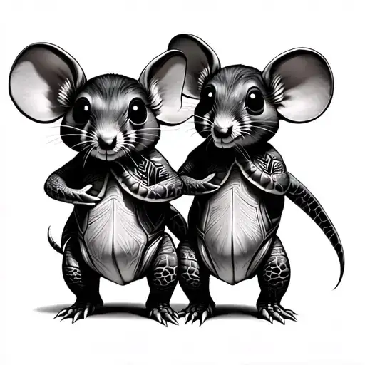 Samoan Turtle And Samoan Mouse Standing Together