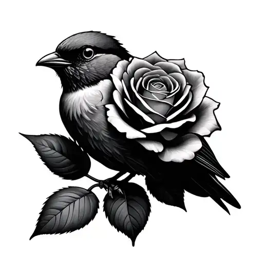 A Bird Holding A Rose