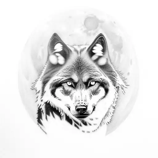 A Lonely Black Wolf Looking For A Pack In The Meedle Of A Full Moon In The Dark Forest