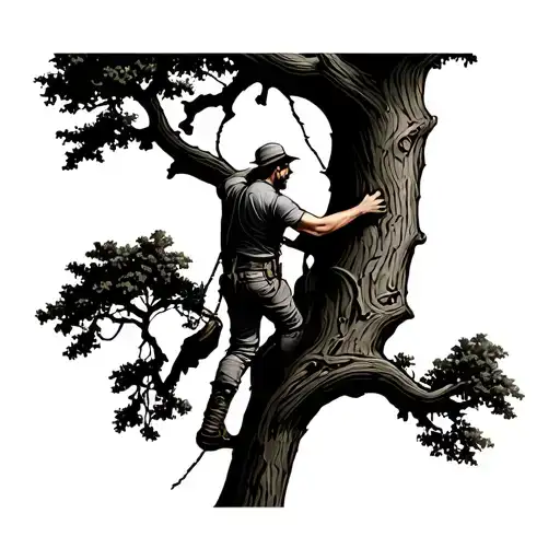 Arborist Climbing A Tree