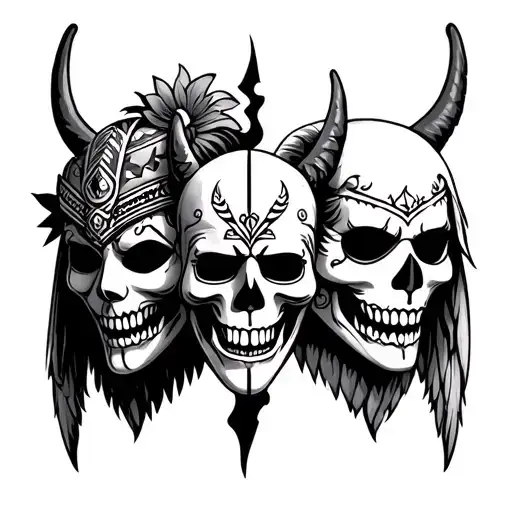 Kopf And Angel Against Devils And Mexican Dead Mask