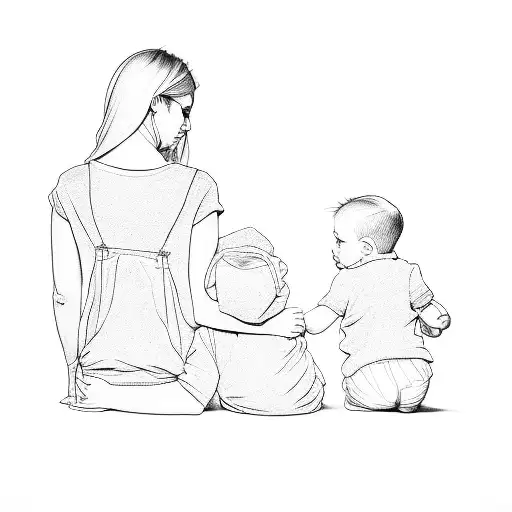 A Mother And Her Two Children