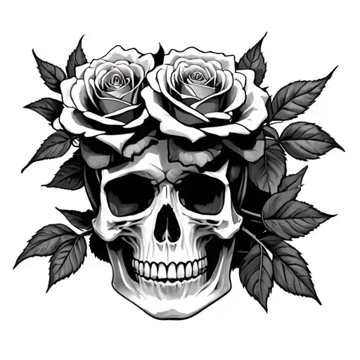 Dead Roses On Top Of A Skull