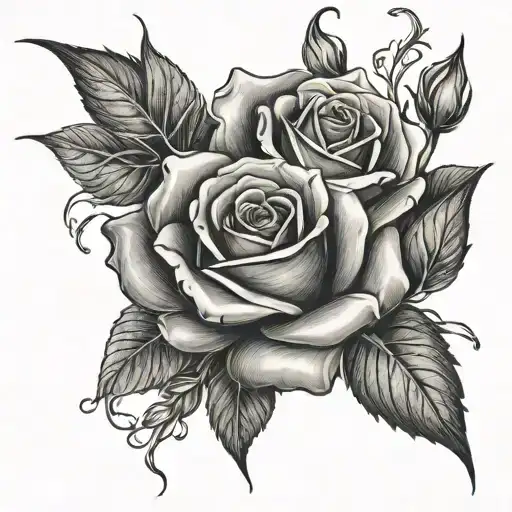 Rose And Honeysuckle Flowers