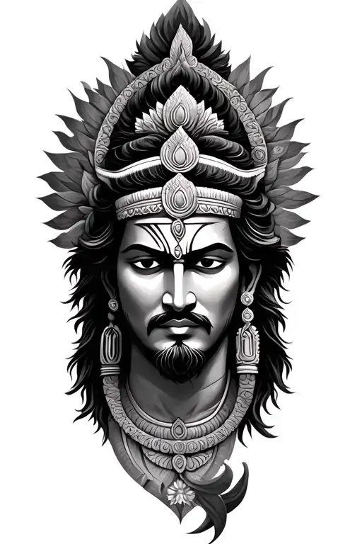 Shiva With Trishul Calm Composed Entirely Of Intricate