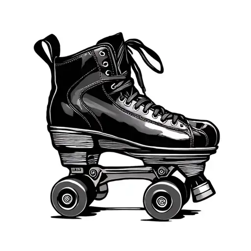 Fine Line Roller Skate Tattoo On The Ankle