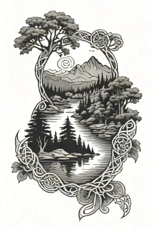 Celtic And Rivers And Forest Landscape