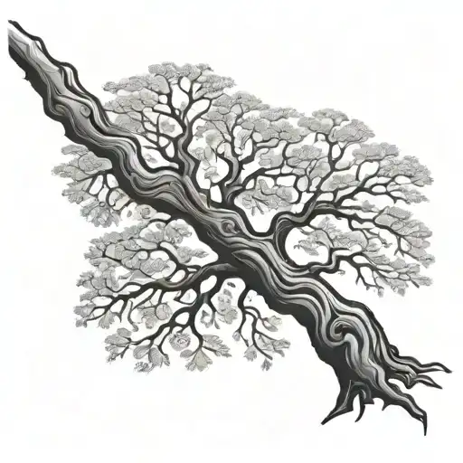 Family Tree With Tree Bark As Finger Print