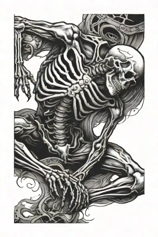 Skeleton Leaned Back From Below