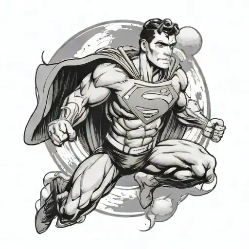 Superman With Moon Surrounded