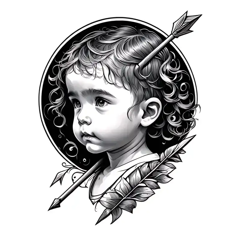 Arrow With Baby Profile As Shaft