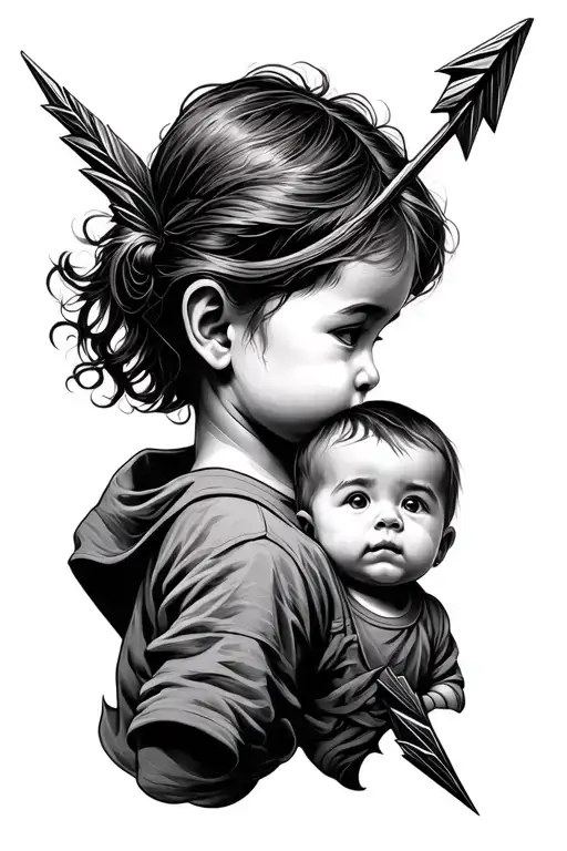 Arrow With Baby Profile As Shaft