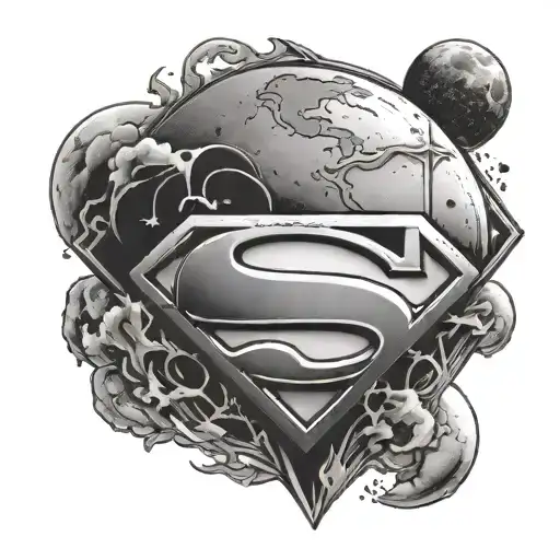Superman Logo With Moon Surrounded