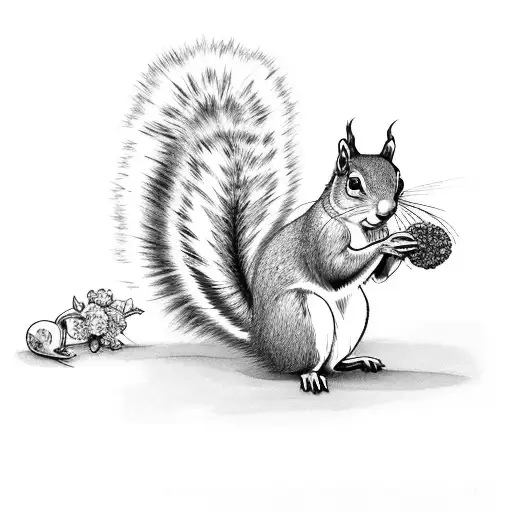Squirrel Holding A Crystal With Flowers And Crystals