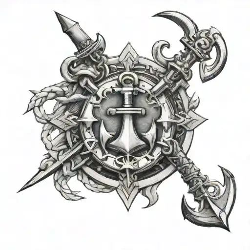 Cu Chulainnwith Spear And Anchor Intertwined