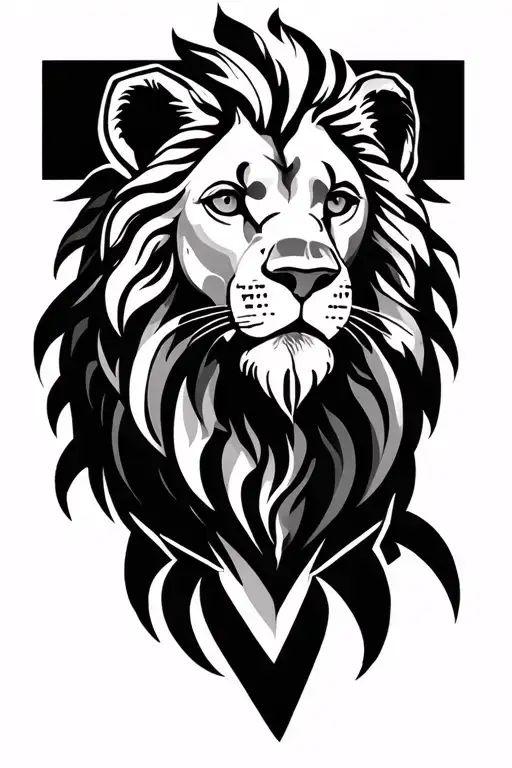 Greek Geometry Linework With Lion