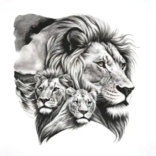 Lion And Family