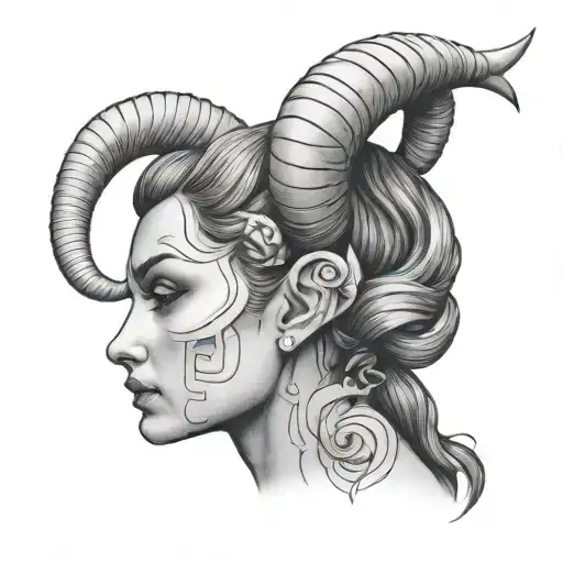 Aries Horns On A Woman Head