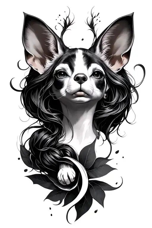 Keep Same But Make Ears Hang Low And Make Back And White