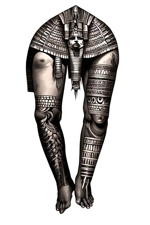Egyptian Theme Full Leg Tattoo Inspired