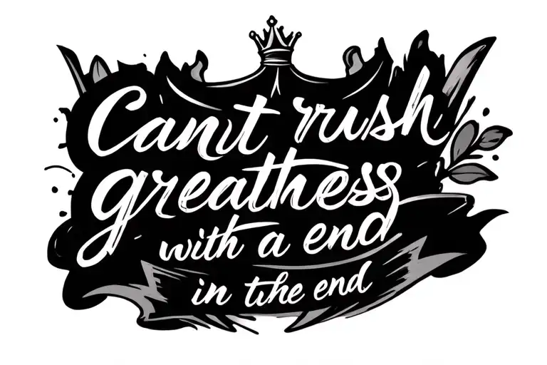 Thin Line Tattoo Saying Cant Rush Greatness With A Crown In The End