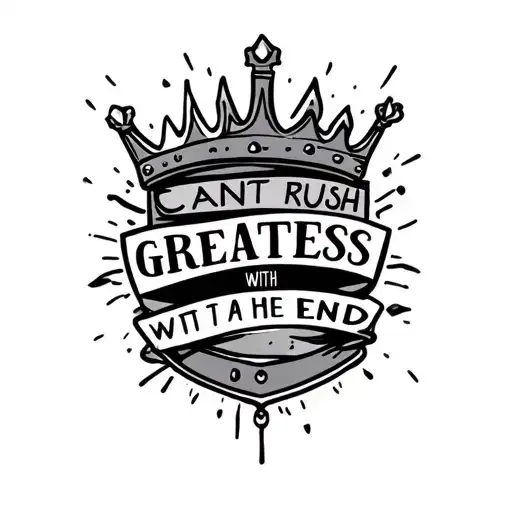 Thin Line Tattoo Saying Cant Rush Greatness With A Crown In The End