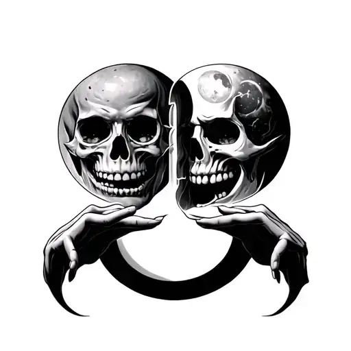 Smile Now Cry Later Tattoo But Skull Moons With Gesture Faces