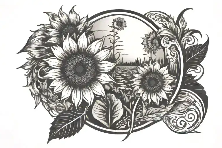 Sunflower Field Durning Sunset