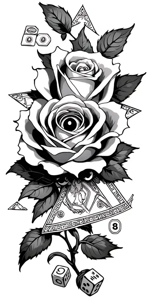 A Rose An Eye With Some Greek Mythology Something To Do With Illuminati And Some Money And Dice