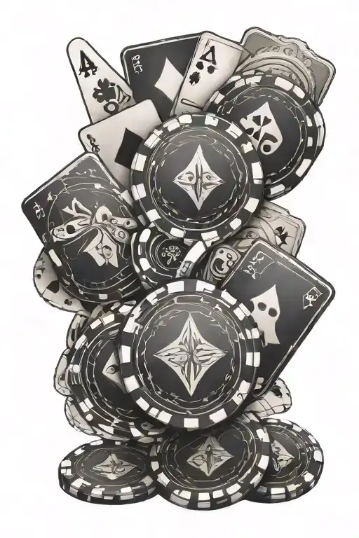 Las Vegas Casino Chips And Cards Forming The Shape