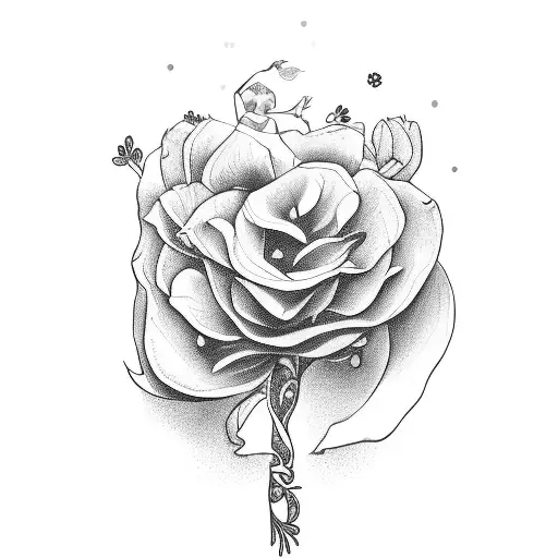 Elegant Virgo Maiden Holding A Bouquet Of Dog Paw Flowers