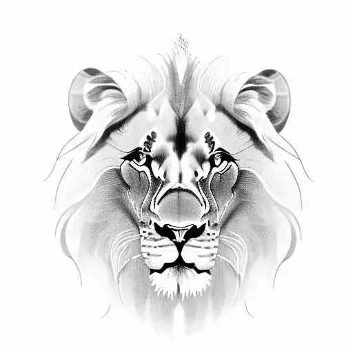 Lion With Lioness And Four Lion Cubbs