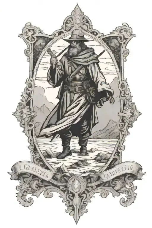 Caspar Friedrich's Wanderer Above The Sea Of Fog And Mucha Style Tarot Card