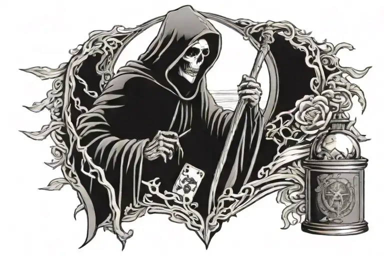 Grim Reaper With Tarot Cards