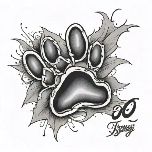 Dog Paw Print Memorial Piece Featuring The Name Scrappy