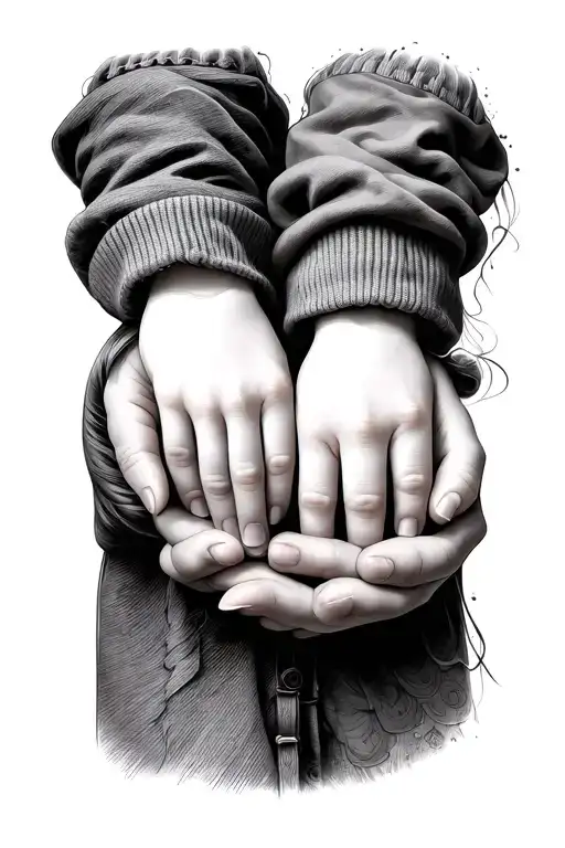 Two Children's Hands Holding Mom's Fingers