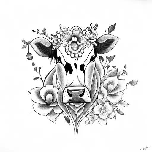 Cow With Flowers