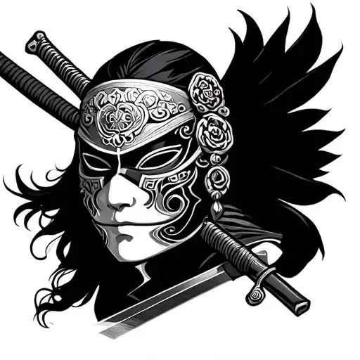 Mask Hannia Samurai With Katana