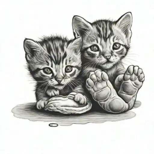 Baby Feet And Cat Paw