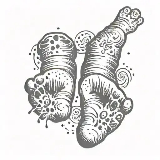 Baby Feet And Cat Paw Print