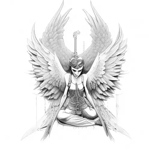 Alas De Angel Realistas En Negro Y Gris Para Pecho Hombre