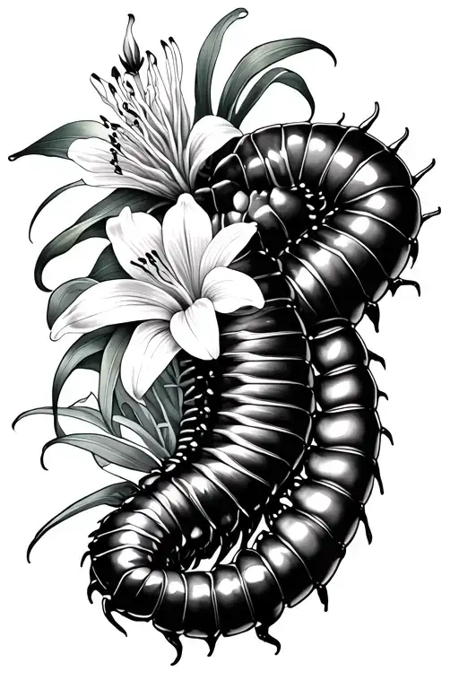 Centipede With Spider Lily