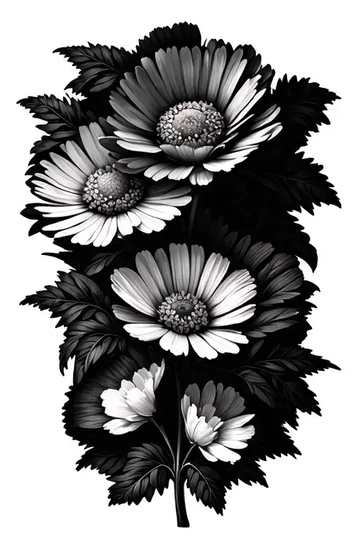 Marigold And Cosmos Flower With Stems