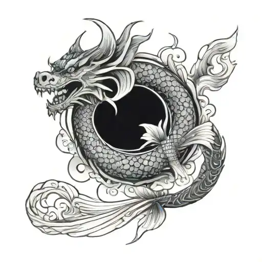 Dragon And Koi Fish