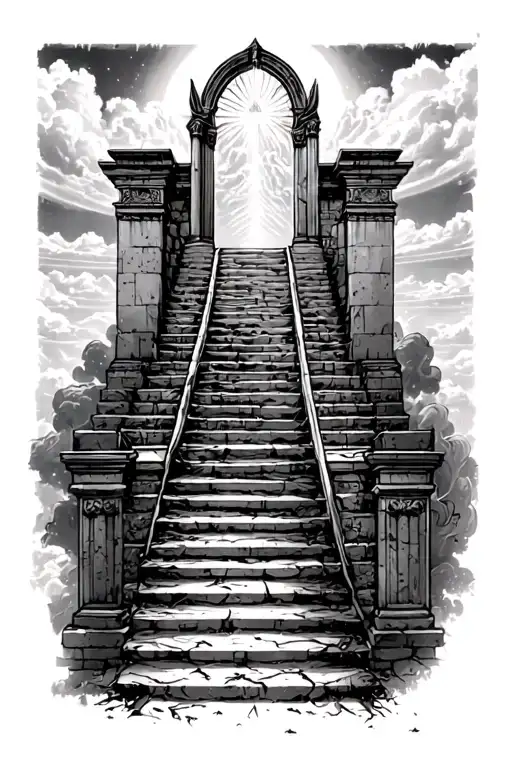 Dark Stairway To Heaven Gates At The Top